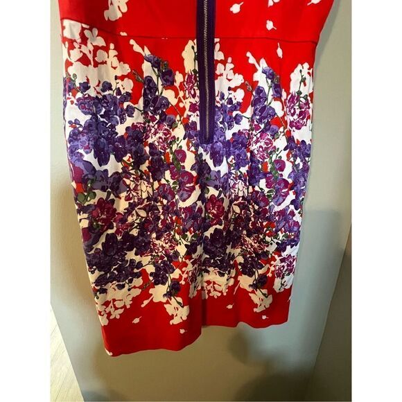 Adrianna Papell Women’s Size 12 Sheath Dress Fit and Flare Floral Print Cotton - Picture 9 of 12